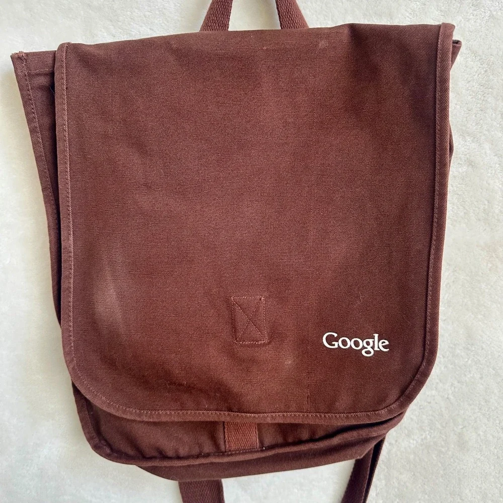 Google Merch econscious Organic Cotton Canvas Messenger Bag Brown